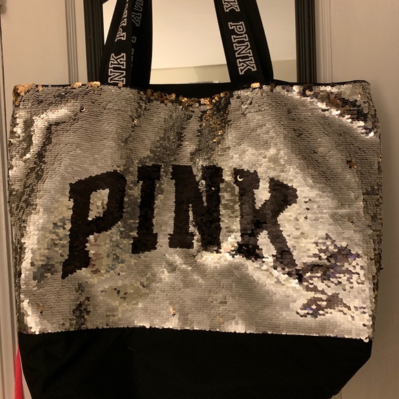 PINK Sequin Weekender Tote - Picture 1 of 3